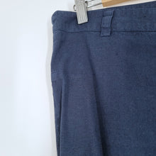 Load image into Gallery viewer, 120% Lino Linen Trousers 8 Navy Blue Cigarette Low Rise Slim Fit Work Summer
