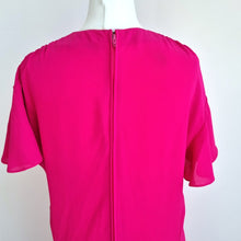 Load image into Gallery viewer, Vintage Frank Usher Dress Hot Pink Cocktail Fit & Flare Ruffles Crepe Wedding 12