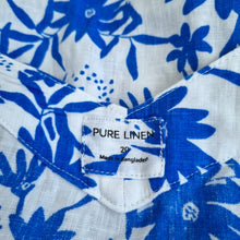Load image into Gallery viewer, M&S Pure Linen Cami Top UK 20 Floral Print Blue White Summer Vest Tank Cruise