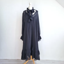 Load image into Gallery viewer, Monsoon Midi Dress Black Large Aurelia Long Sleeve Ruffle NEW Bow Party Gothic
