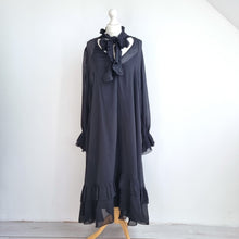 Load image into Gallery viewer, Monsoon Midi Dress Black Large Aurelia Long Sleeve Ruffle NEW Bow Party Gothic