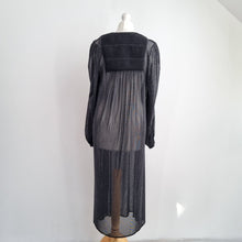 Load image into Gallery viewer, Zara Lurex Kaftan Dress Sparkly Sheer Midi Black Long Sleeves Party Boho Medium