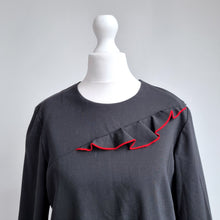 Load image into Gallery viewer, Sportmax Dress Black NEW Wool Skater Max Mara Ruffles Long Sleeves Mini UK 8