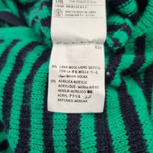 Load image into Gallery viewer, Benetton Jumper Dress Wool Blend XL Striped Green Black Winter Knitted V Neck