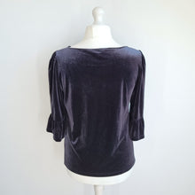 Load image into Gallery viewer, Boden Velvet Blouse Top Black 3/4 Sleeves Stretch T-shirt Party Plus Size 18