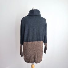Load image into Gallery viewer, Vintage 90s John Lord Roll Neck Jumper XL Grey Brown Colourblock Cozy Knit Lady