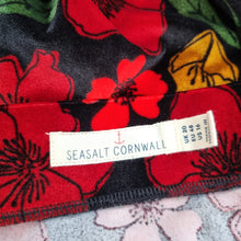 Load image into Gallery viewer, Seasalt Cornwall Velvet Skirt UK 20 Wildflower Print Maxi Black Red Christmas