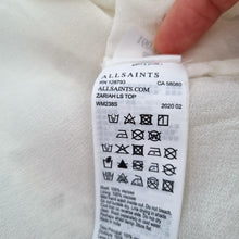 Load image into Gallery viewer, AllSaints Wrap Top Off-White Lace Zariah Broderie Blouse Scallop Sleeves 8