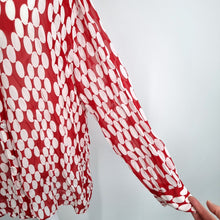 Load image into Gallery viewer, Zara Oversized Chiffon Shirt XS S Red White Polka Dot Tunic Blouse Retro Print