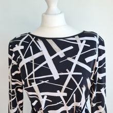 Load image into Gallery viewer, Joseph Ribkoff Dress Wiggle Work Tie Black White Office Stretch Long Sleeves 12
