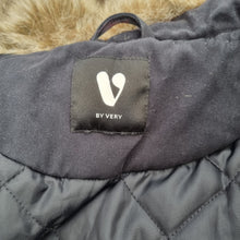 Load image into Gallery viewer, V by Very Parka Coat UK 18 Navy Blue Faux Fur Trim Jacket Winter Padded Pockets