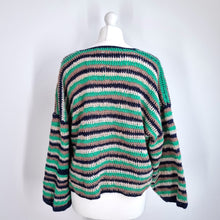 Load image into Gallery viewer, Handmade Crochet Jumper Cropped Oversized Chunky Knit Boxy Green Scrap L to XXL