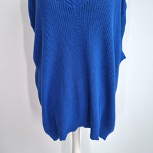 Load image into Gallery viewer, Live Unlimited Knitted Vest UK24 NEW Royal Blue 100% Cotton Tunic V Neck Chunky