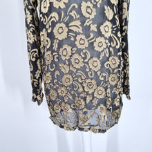 Load image into Gallery viewer, Monsoon Twilight Velvet Devore Top Blouse Floral Silk Blend Tunic Long Small