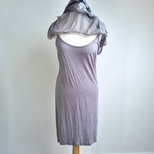 Load image into Gallery viewer, Mint Velvet 100% Silk Dress Floral Print UK 14 Grey Lilac Layered Occasion Party