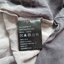 Load image into Gallery viewer, AllSaints Top 100% Silk Floaty Grey Blouse Porisian Kaftan Animal Print Tunic 10