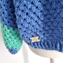 Load image into Gallery viewer, Handmade Crochet Jumper Blue Oversized Chunky Knit Granny Cherry Retro L to XXL