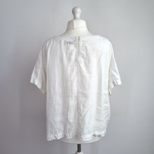 Load image into Gallery viewer, M&S 100& Linen Blouse UK 24 White Short Sleeves Top Casual Plus Size Work Tee