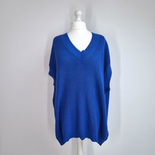 Load image into Gallery viewer, Live Unlimited Knitted Vest UK24 NEW Royal Blue 100% Cotton Tunic V Neck Chunky