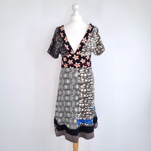 Load image into Gallery viewer, Desigual Dress Patchwork Print Skater Jersey 100% Cotton Y2K Logo Boho Medium