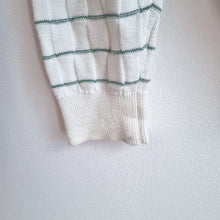 Load image into Gallery viewer, Reiss Cotton Knit Jumper Men’s Large White Green Stripe Lightweight Crew Neck