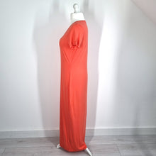Load image into Gallery viewer, M&S Maxi T-Shirt Dress Coral UK 16 Short Sleeves Stretch Viscose Casual Relaxed