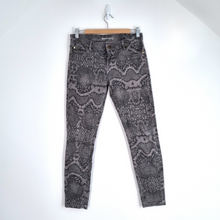 Load image into Gallery viewer, Whistles Skinny Jeans Snakeskin Print Grey Low Rise Stretch Animal Trousers 28