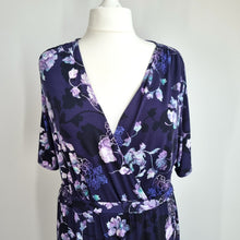 Load image into Gallery viewer, M&S Per Una Jumpsuit Belted UK 20 Purple Floral Print Pockets Slit Short Sleeve