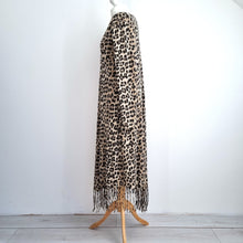 Load image into Gallery viewer, Made in Italy Dress Leopard Print Fringed Kaftan Beach Coverup Cotton One Size