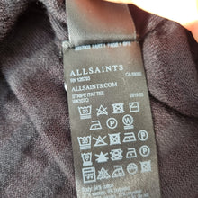 Load image into Gallery viewer, AllSaints Stripe Itat T-shirt Blouse Fine Knit Striped Cowl Shawl Neck Black M L