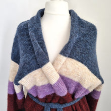 Load image into Gallery viewer, Next Long Cardigan Belted 18 Multicoloured Pockets Striped Coatigan Chunky Knit