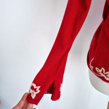 Load image into Gallery viewer, Vintage Laura Ashley Jumper Wrap Red Embroidered Floral Sweater Knit 90s Large