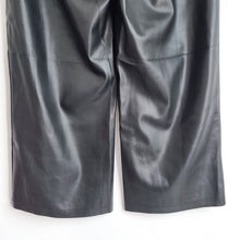 Load image into Gallery viewer, Roman Faux Leather Trousers Cropped 14 NEW Black Wide Leg Pockets Elastic Waist