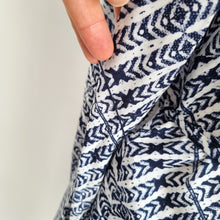 Load image into Gallery viewer, Monsoon Dress Belted Tunic Navy Ikat Print Work Casual Long Sleeves Viscose 10