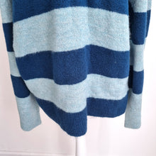 Load image into Gallery viewer, Topshop Rugby Style Jumper UK 8-10 Blue Striped Collared Knit Soft Oversized