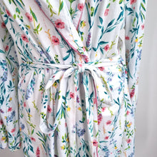 Load image into Gallery viewer, Laura Ashley Dressing Gown XL Floral Print Belted Robe Cotton Blend White Pocket