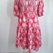 Load image into Gallery viewer, Next Beachwear Tie-Dye Dress 16 Smock Shirred Pink Cotton Puff Sleeve Sundress