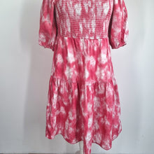 Load image into Gallery viewer, Next Beachwear Tie-Dye Dress 16 Smock Shirred Pink Cotton Puff Sleeve Sundress