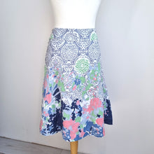 Load image into Gallery viewer, White Stuff Reversible Skirt A Line Blue Floral Print 100% Cotton Lined Flare 12