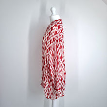 Load image into Gallery viewer, Zara Oversized Chiffon Shirt XS S Red White Polka Dot Tunic Blouse Retro Print