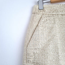 Load image into Gallery viewer, Ted Baker Gold Shorts Size 1 UK 8 Cream Tweed Tailored Party Sparkly High Waist