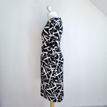 Load image into Gallery viewer, Joseph Ribkoff Dress Wiggle Work Tie Black White Office Stretch Long Sleeves 12