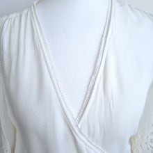 Load image into Gallery viewer, AllSaints Wrap Top Off-White Lace Zariah Broderie Blouse Scallop Sleeves 8