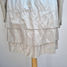 Load image into Gallery viewer, M&S Per Una Trenchcoat Light Gold Metallic Belted Lined Tiered Back Party 14