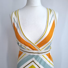 Load image into Gallery viewer, Orla Kiely Dress Jersey Chevron Stripes 100% Cotton A Line Low V Neck Retro 10