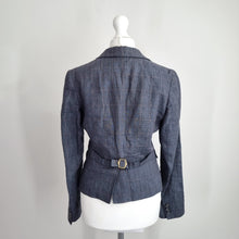Load image into Gallery viewer, Jigsaw Blazer 100% Linen 8 Grey Jacket Fitted Prince of Wales Check Lined Work