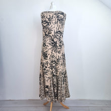 Load image into Gallery viewer, M&S Per Una Dress UK 14 Long Midi Maxi Fit & Flare Beige Floral 100% Cotton