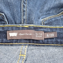 Load image into Gallery viewer, Levi's Jeans Straight Demi Curve Mid Rise Dark Blue Indigo Stretch 8 W29 L32