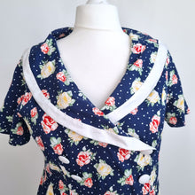 Load image into Gallery viewer, Hell Bunny Dress Floral Print 2XL Navy Blue Sailor Retro 50s Revival Stretch