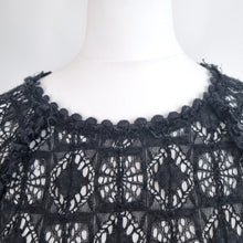 Load image into Gallery viewer, Isabel Marant Top Lace Black Crochet Fitted Boho Stretch Blouse Size 2 Medium